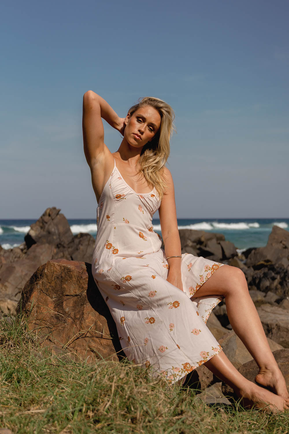 VINTAGE SOL PRINT PORTER SLIP DRESS