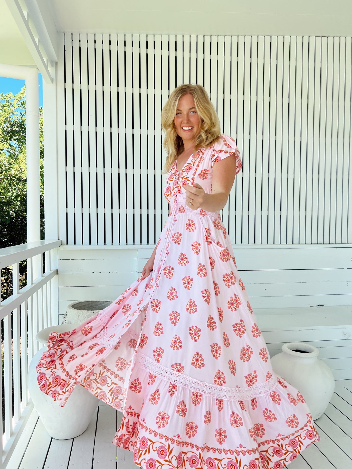 DESERT WILDFLOWERS PRINT ROMI MAXI DRESS