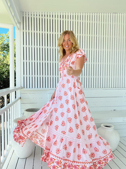 DESERT WILDFLOWERS PRINT ROMI MAXI DRESS