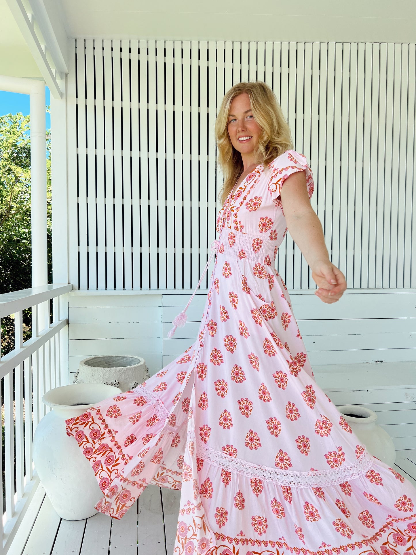 DESERT WILDFLOWERS PRINT ROMI MAXI DRESS