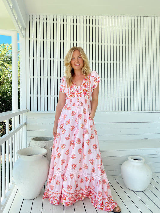DESERT WILDFLOWERS PRINT ROMI MAXI DRESS
