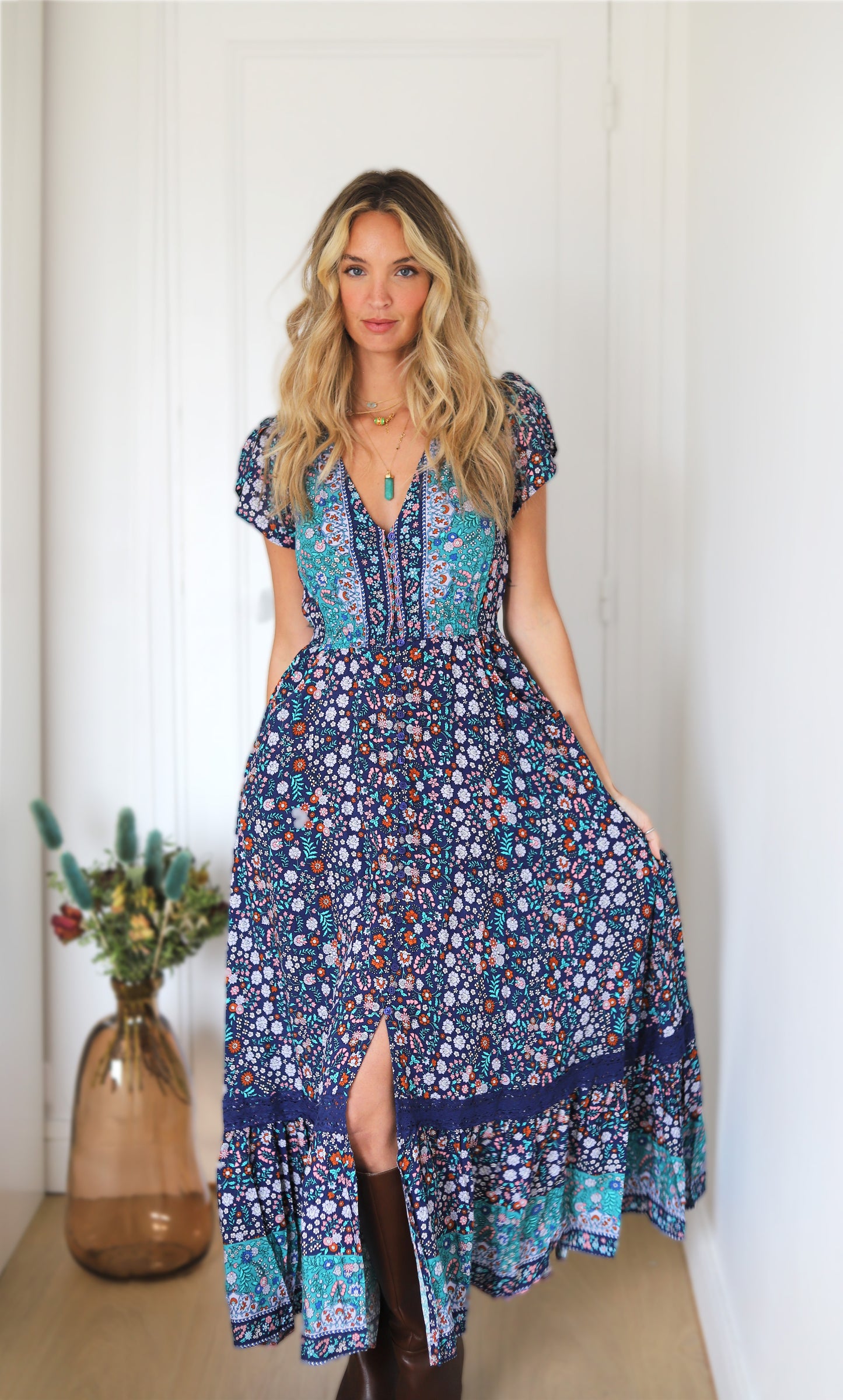 ZIAH PRINT CARMEN MAXI DRESS