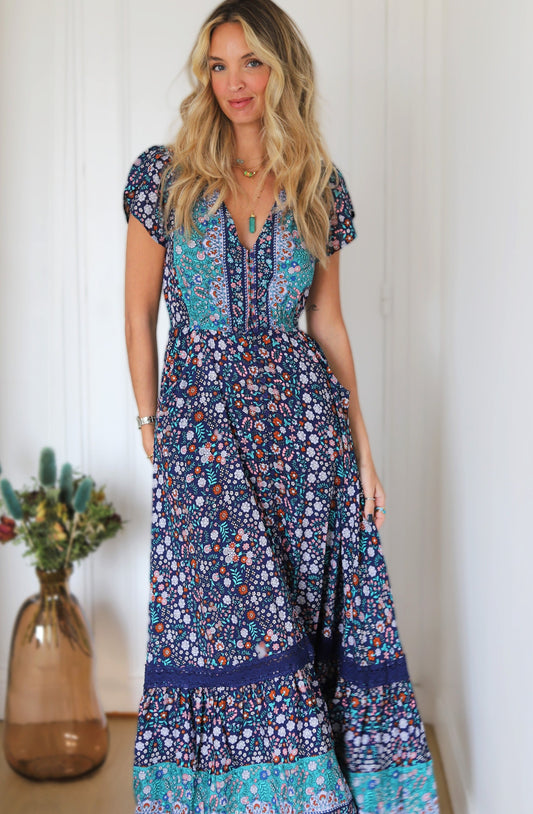 ZIAH PRINT CARMEN MAXI DRESS