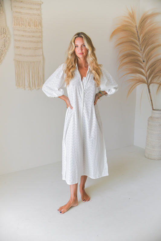PURE WHISPER EMBROIDERED SELENE MAXI DRESS