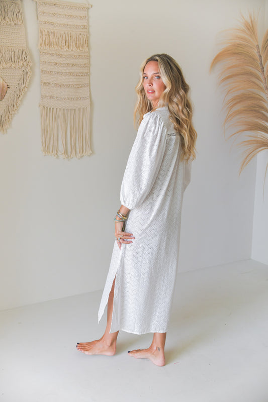 PURE WHISPER EMBROIDERED SELENE MAXI DRESS