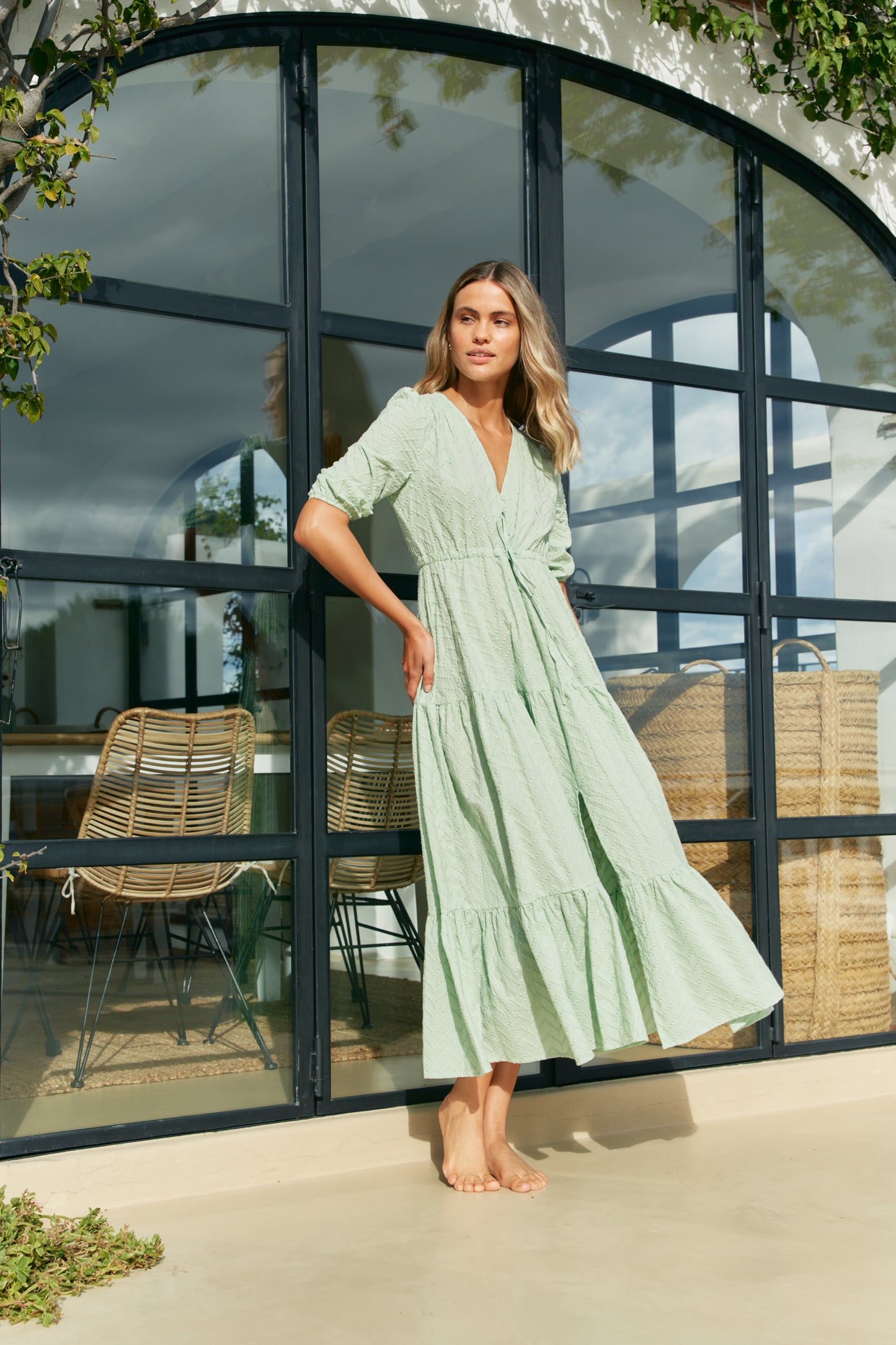 MINT RIVIERA EMBROIDERED TESSA MAXI DRESS 