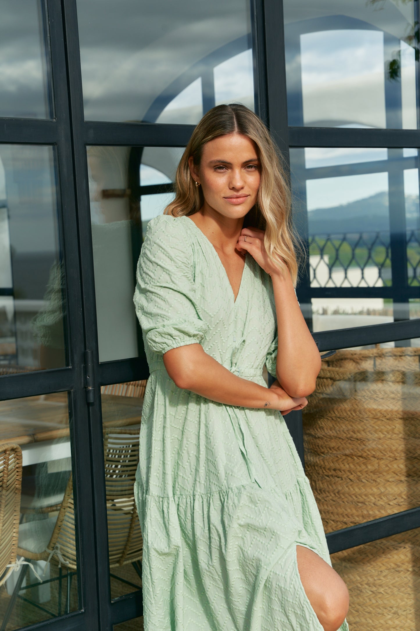 MINT RIVIERA EMBROIDERED TESSA MAXI DRESS 
