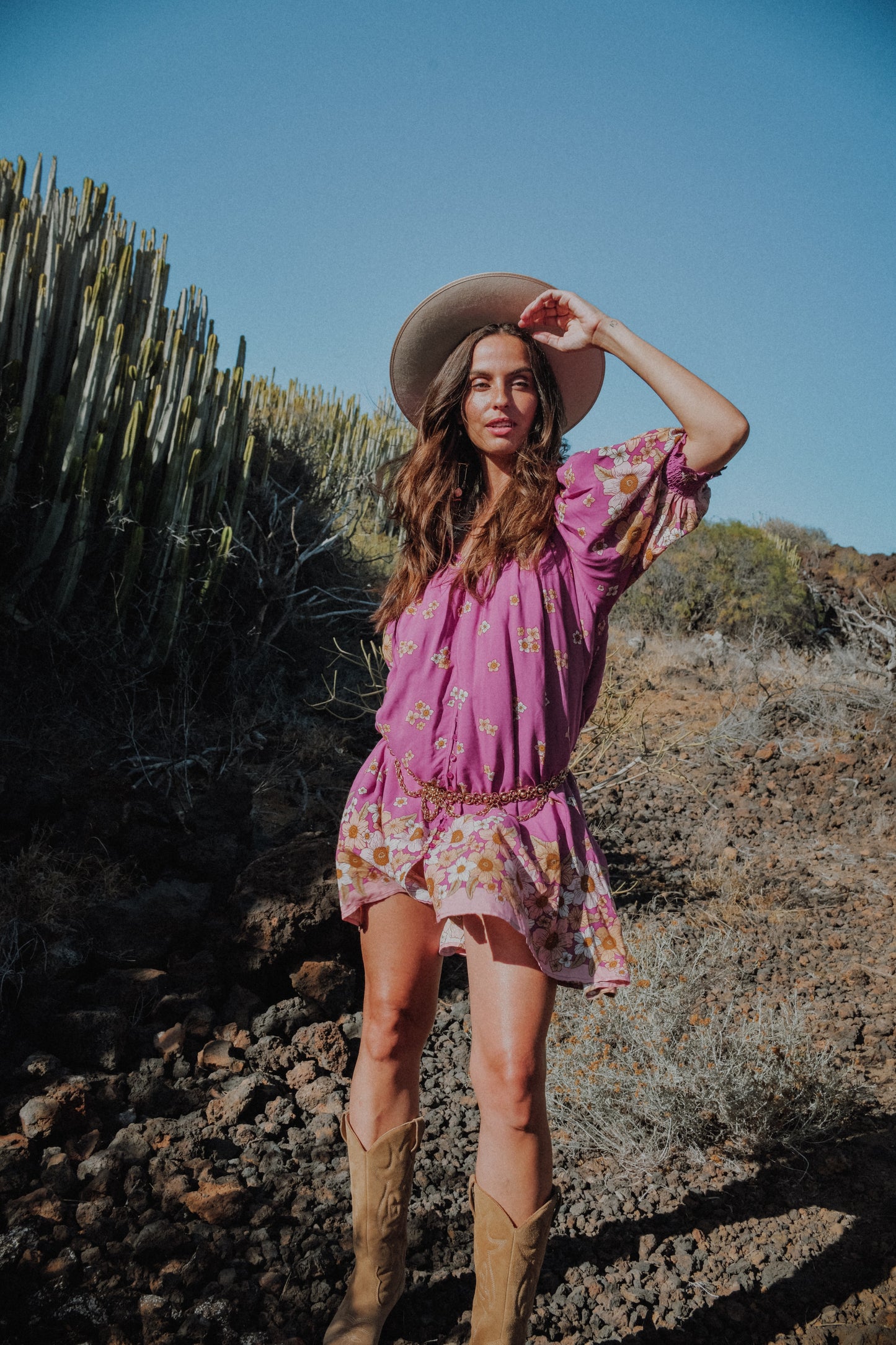 BEE ORCHID PRINT EVELYN MINI DRESS