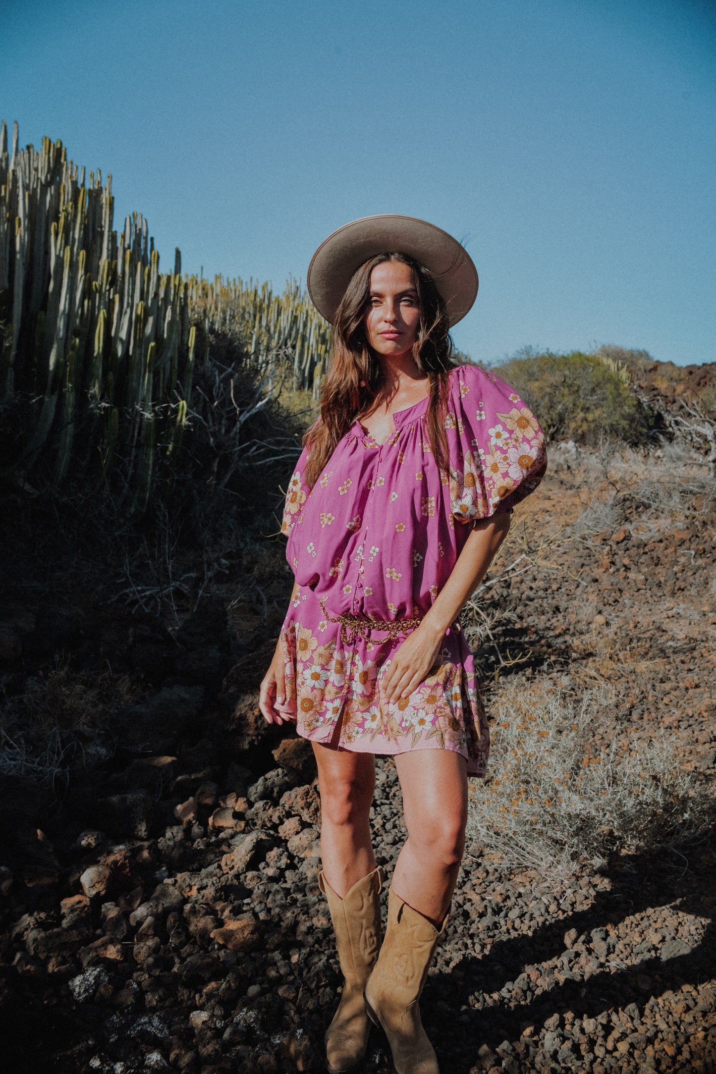 BEE ORCHID PRINT EVELYN MINI DRESS