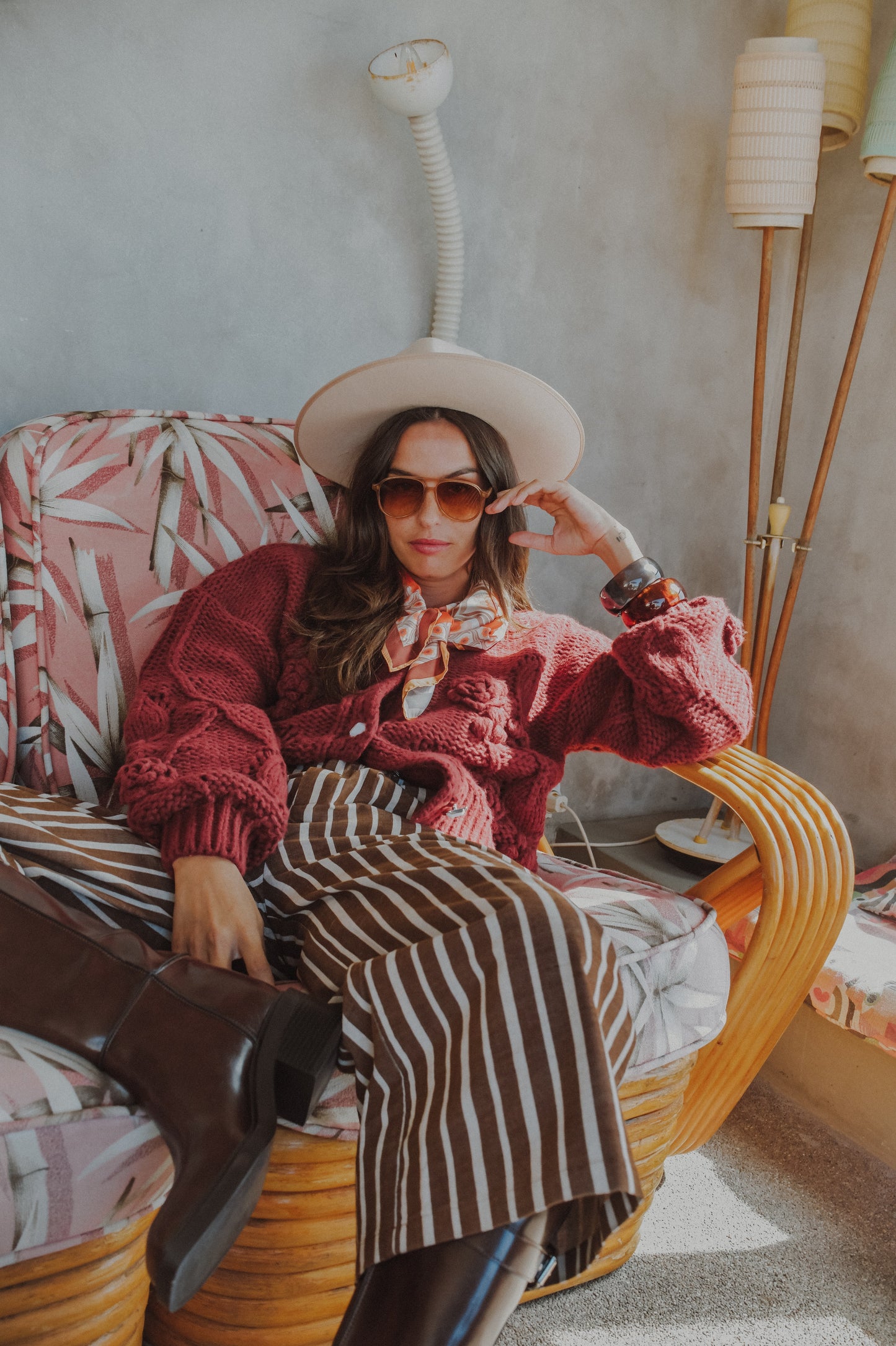 GABBI - STRIPED MID-WAIST CORD PANTS