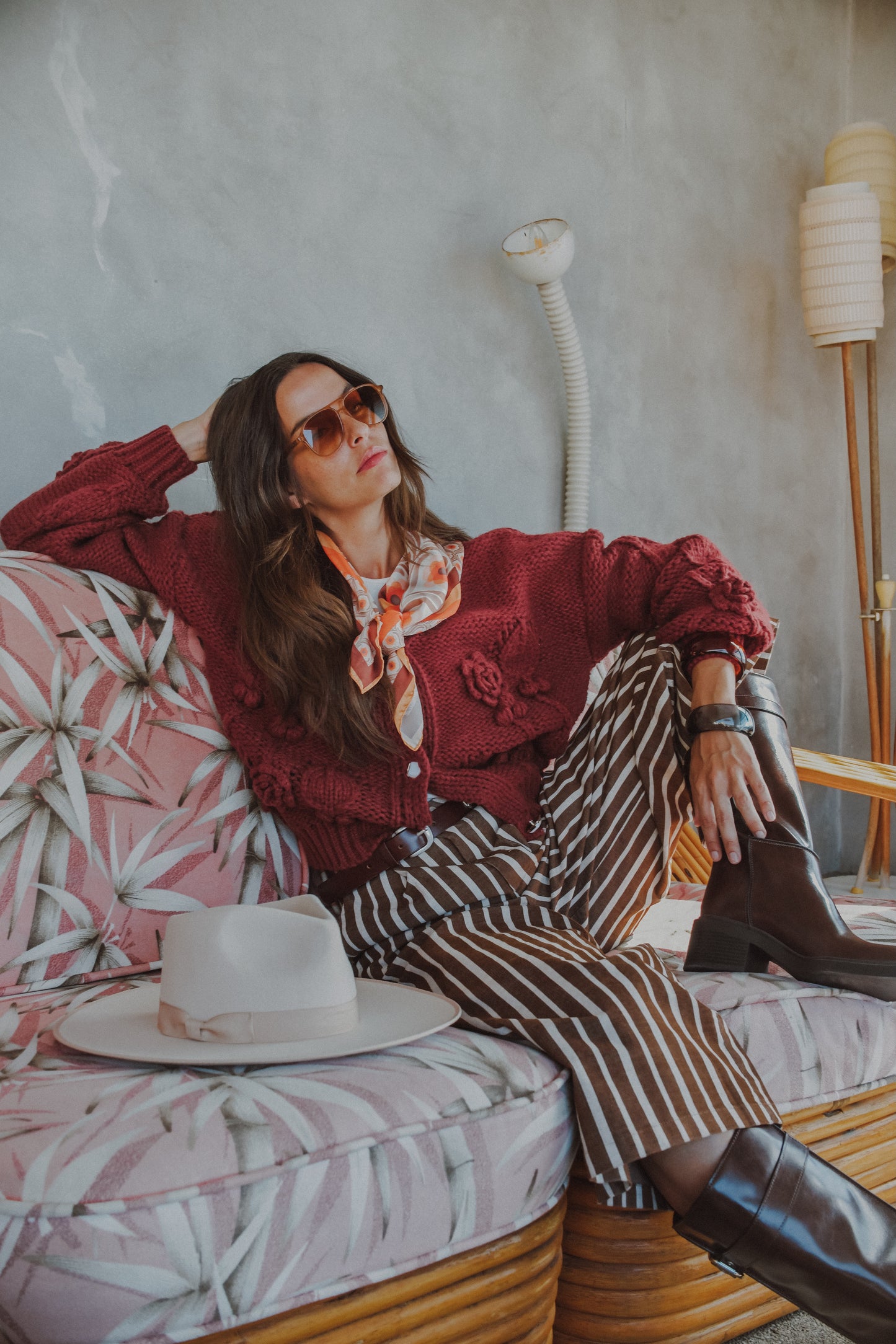 GABBI - STRIPED MID-WAIST CORD PANTS