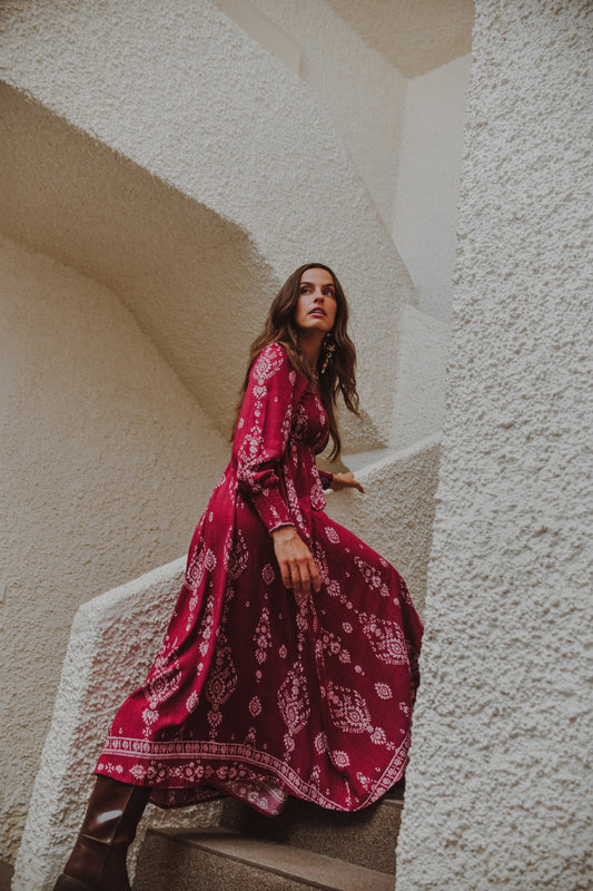 RHUBARB PRINT BELLA MAXI DRESS