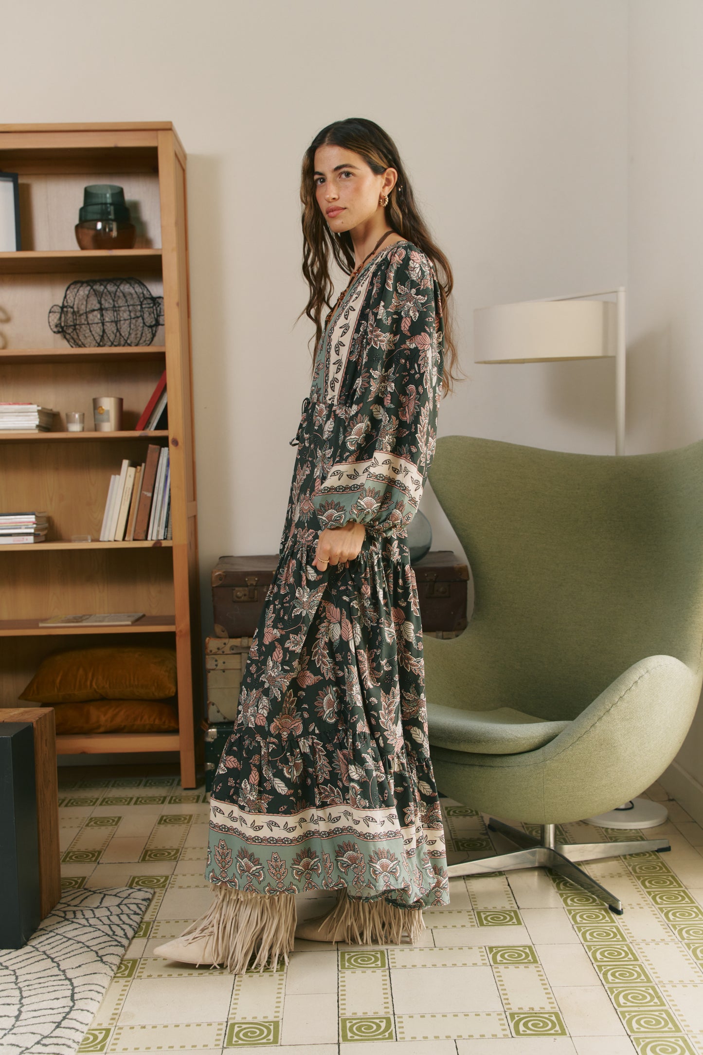 GREEN HAZE PRINT TERESA MAXI DRESS