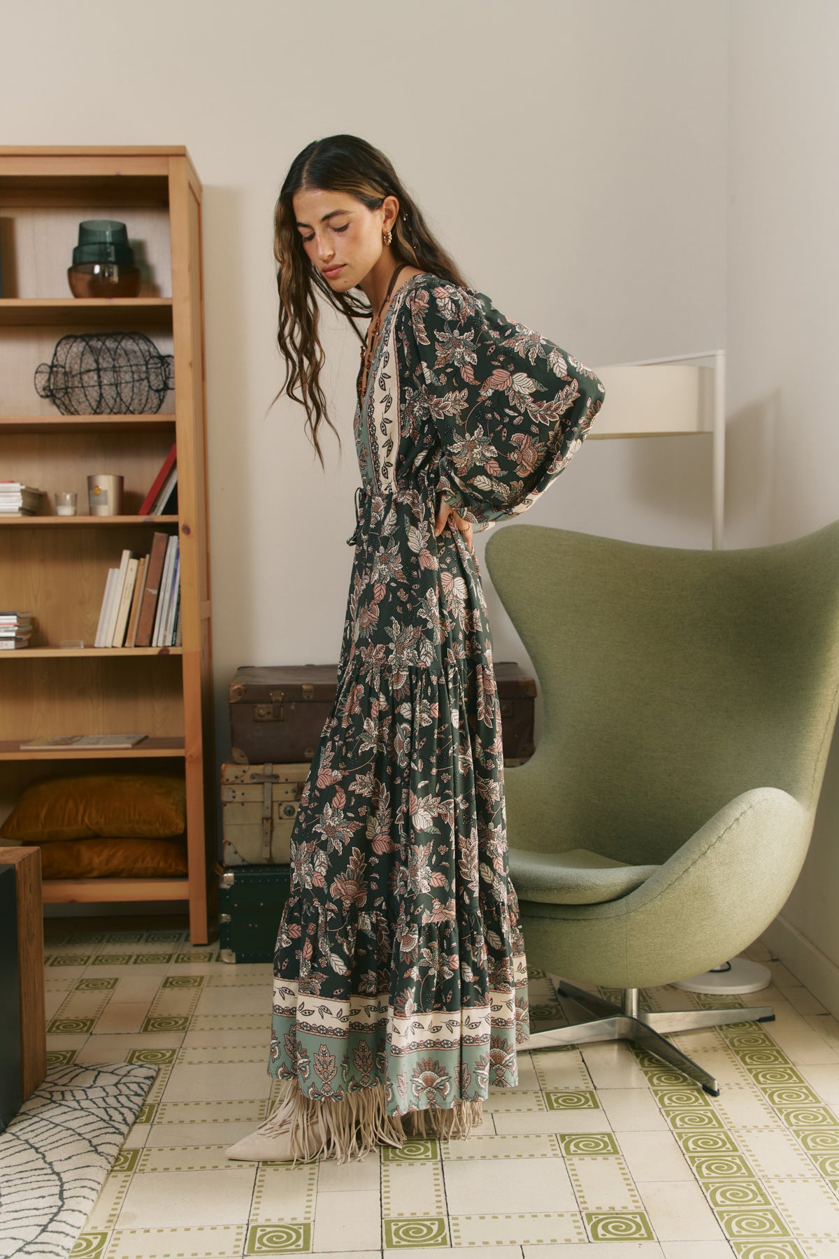 GREEN HAZE PRINT TERESA MAXI DRESS
