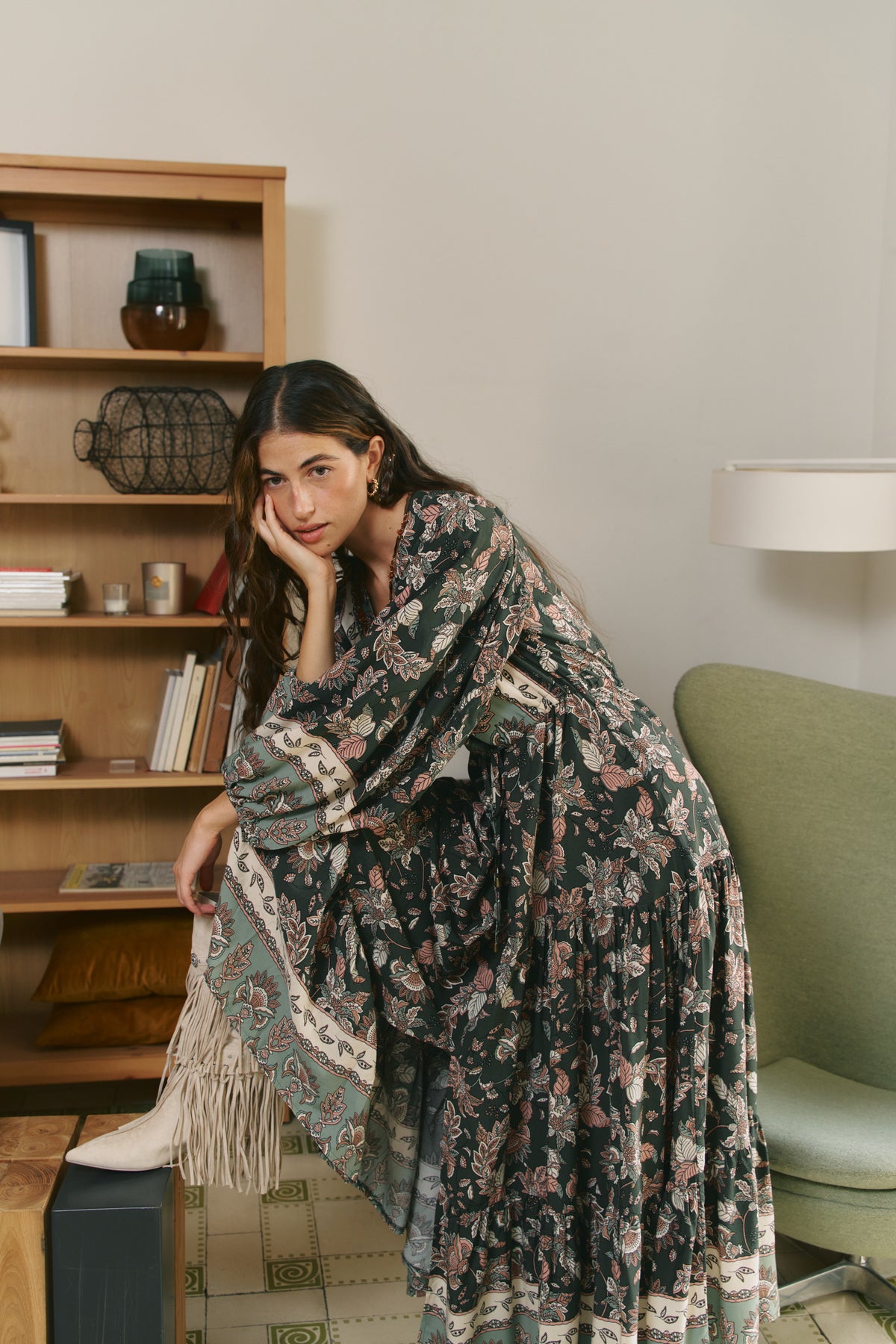 GREEN HAZE PRINT TERESA MAXI DRESS
