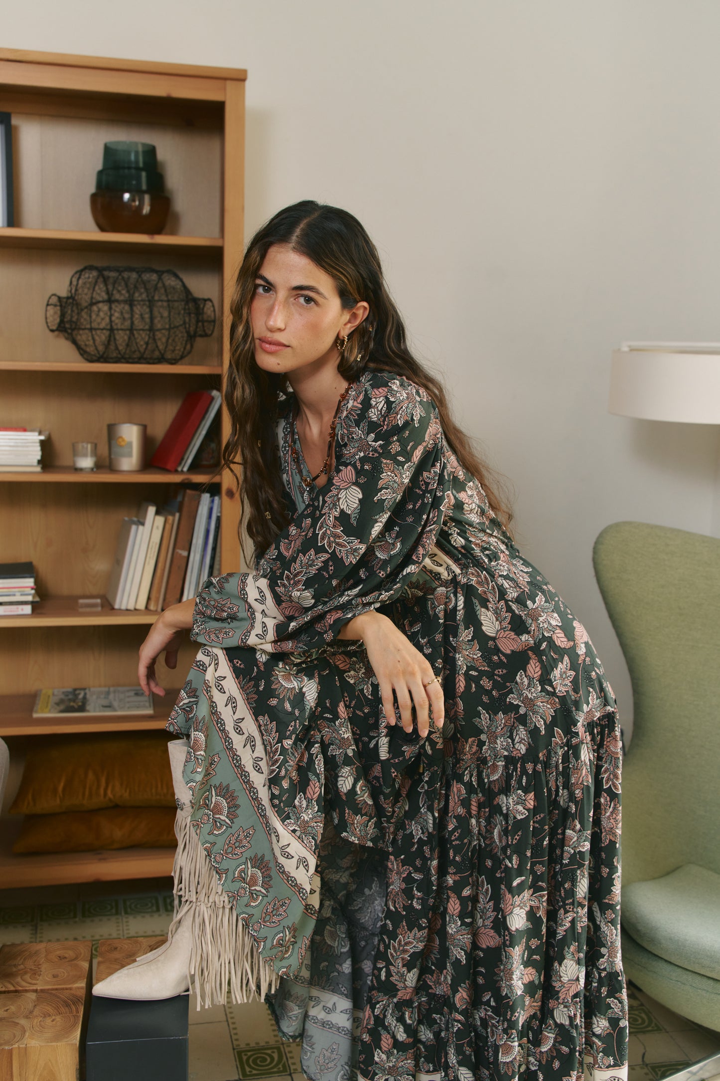 GREEN HAZE PRINT TERESA MAXI DRESS