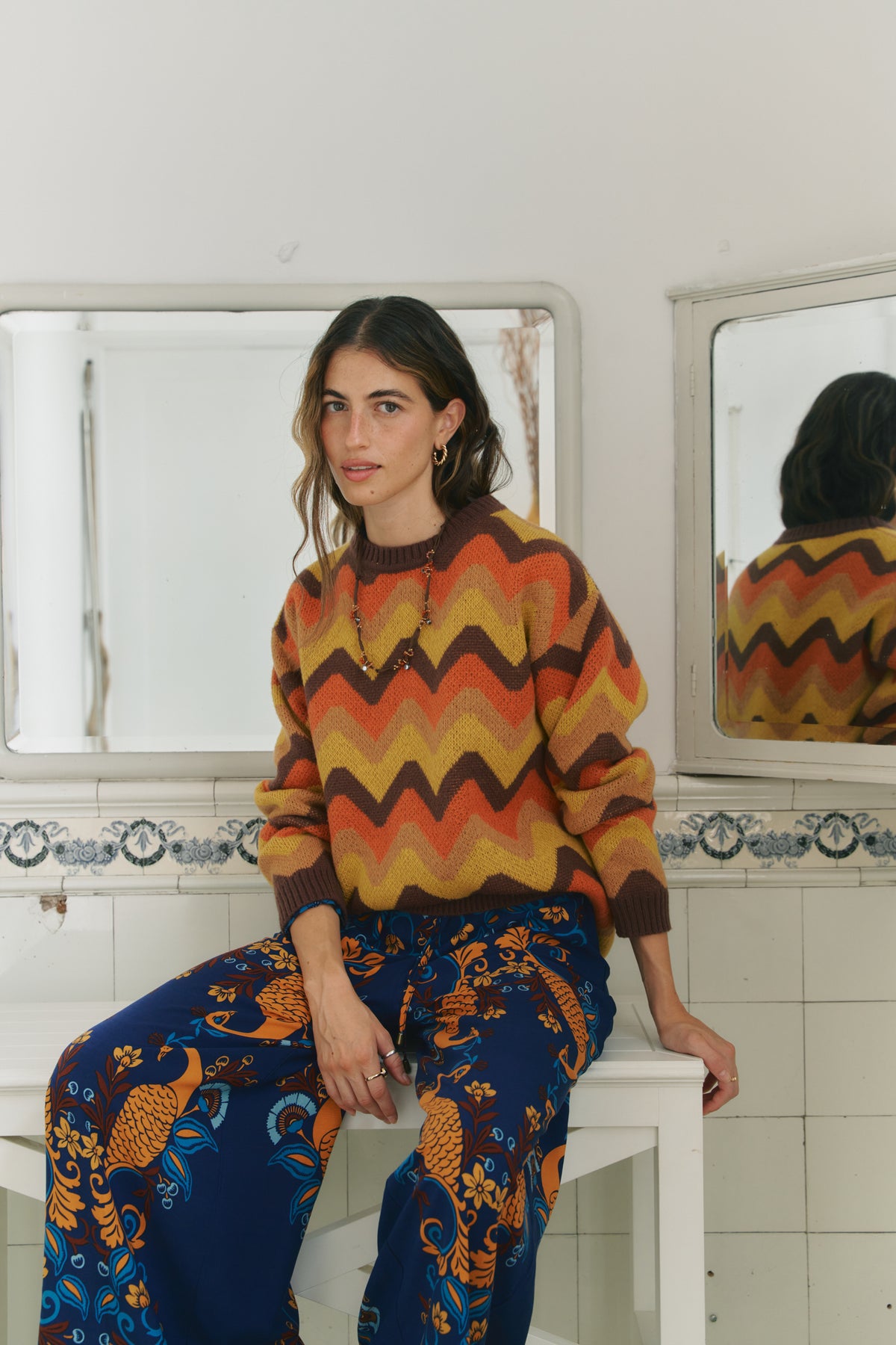 Jarlie Wild Meet Me at Sundown chunky knit sweater with voluminous sleeves in orange