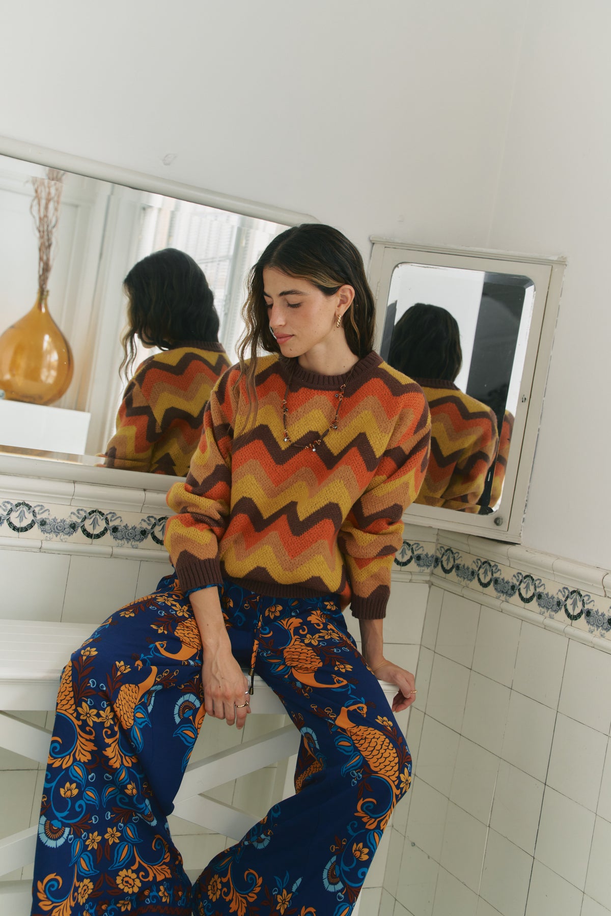 Jarlie Wild Meet Me at Sundown chunky knit sweater with voluminous sleeves in orange