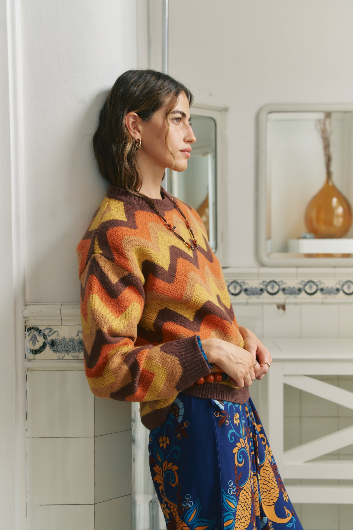Jarlie Wild Meet Me at Sundown chunky knit sweater with voluminous sleeves in orange