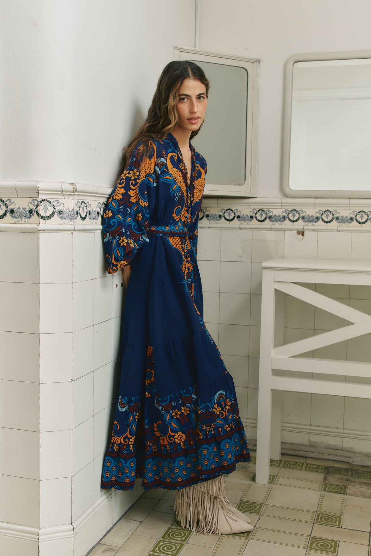 MOON DANCE PRINT CRYSTAL MAXI