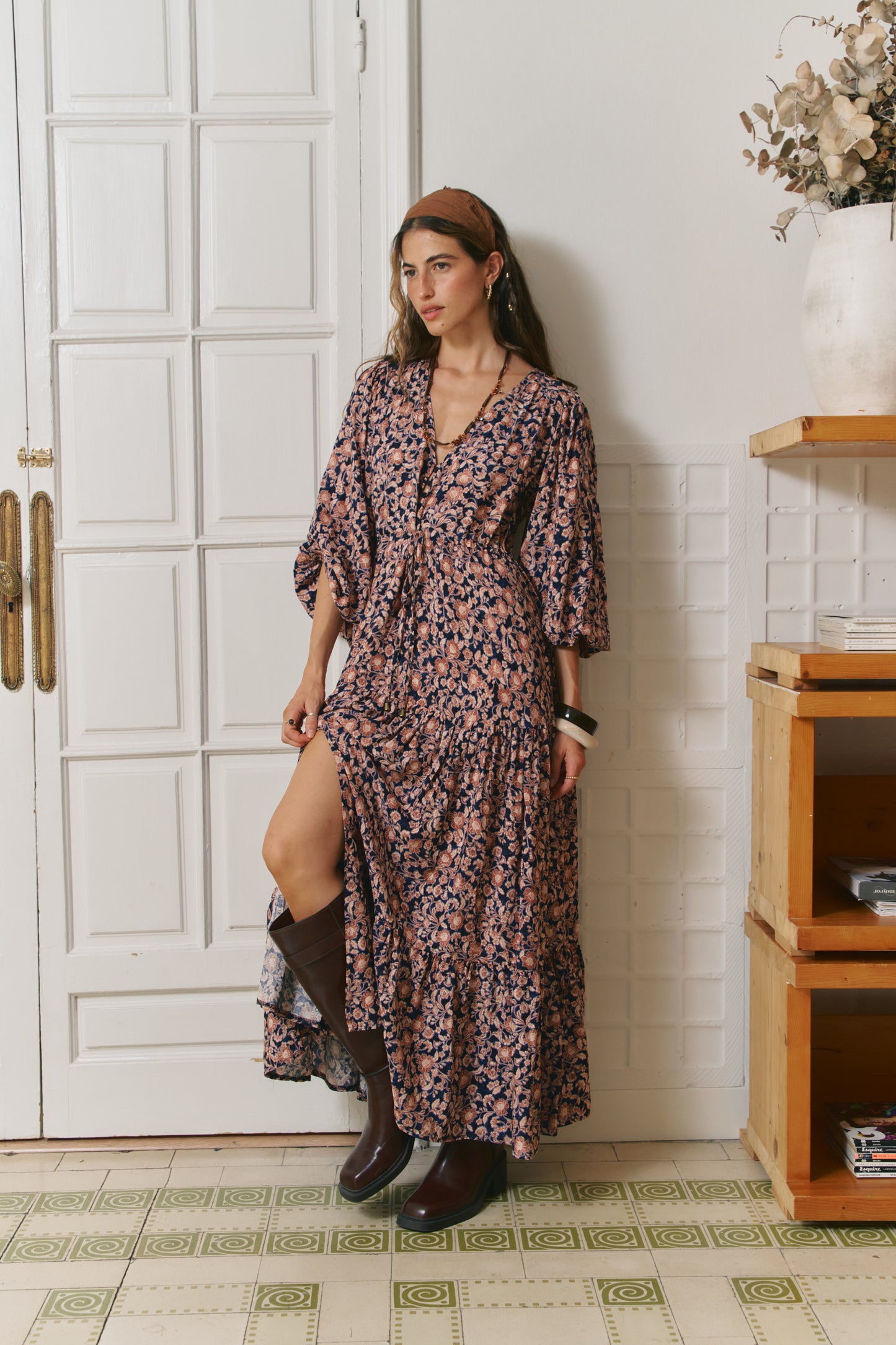 MIDNIGHT MEADOW PRINT TERESA MAXI DRESS
