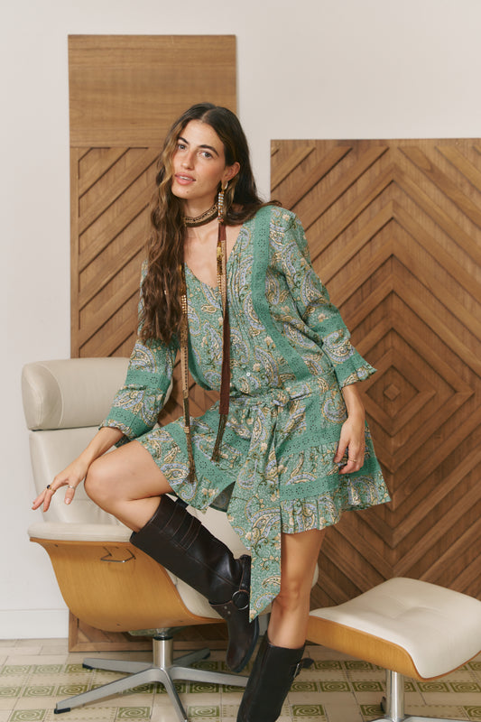SAGEWOOD PRINT ABITO MINI DRESS