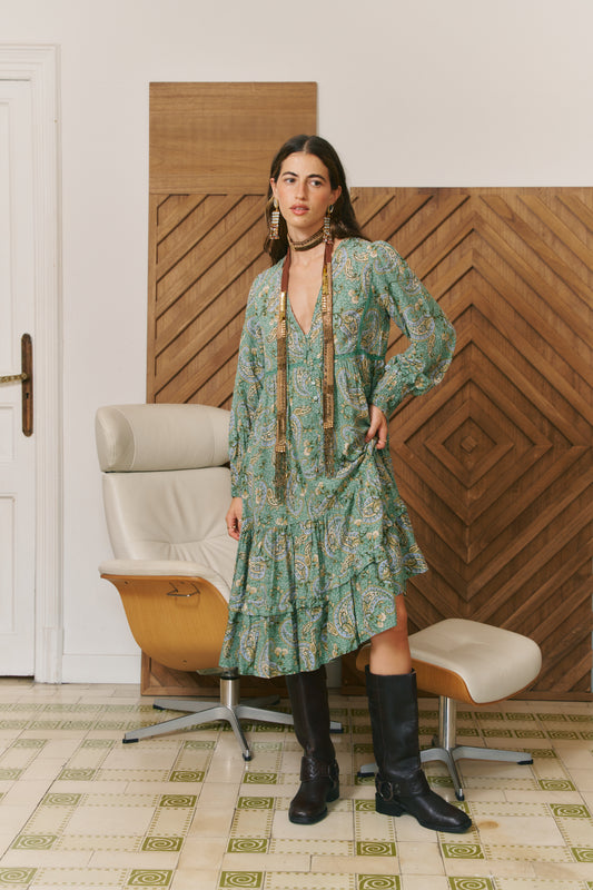 SAGEWOOD PRINT MONDAY MIDI DRESS