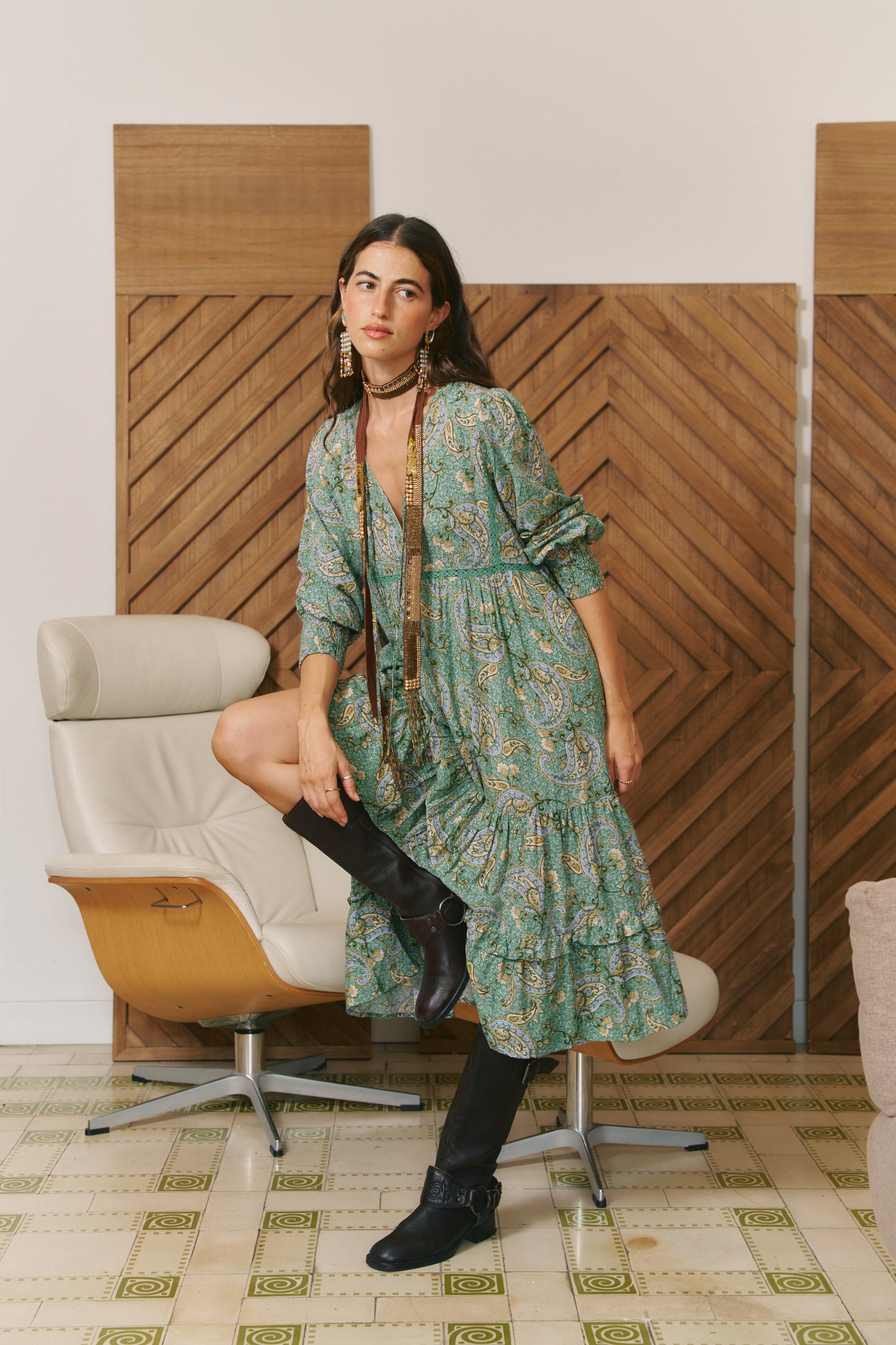 SAGEWOOD PRINT MONDAY MIDI DRESS
