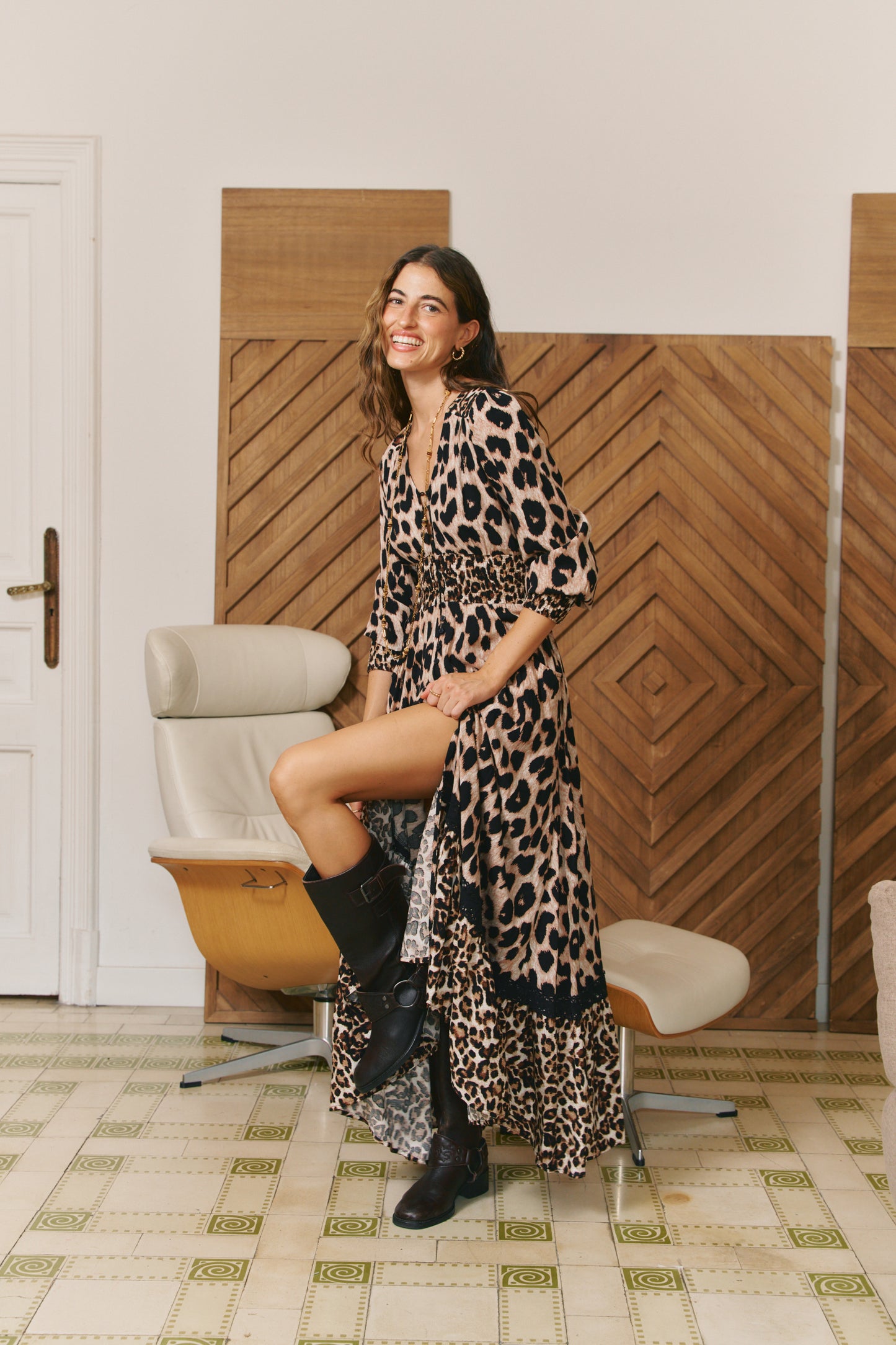 UNTAMED PRINT SABRINA MAXI DRESS