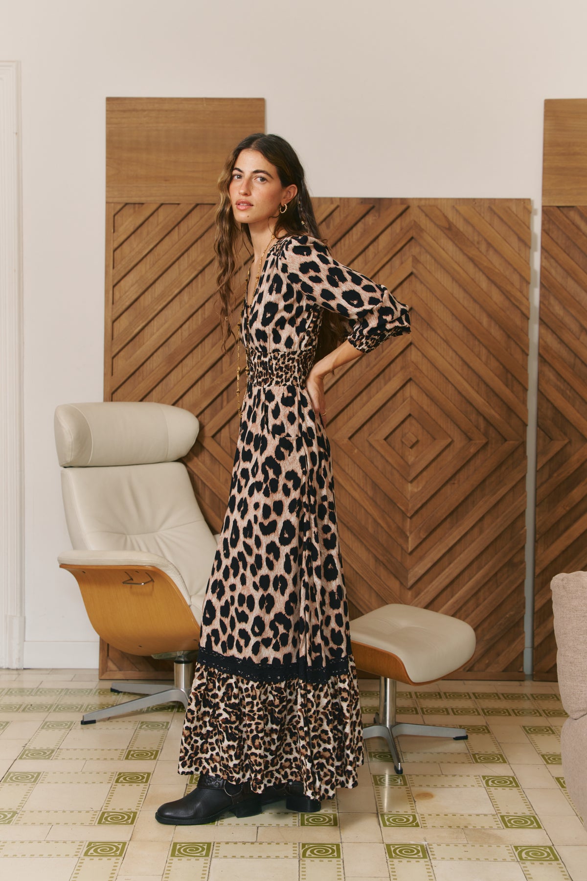 UNTAMED PRINT SABRINA MAXI DRESS