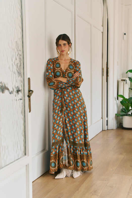 BIANCA PRINT SABRINA MAXI DRESS