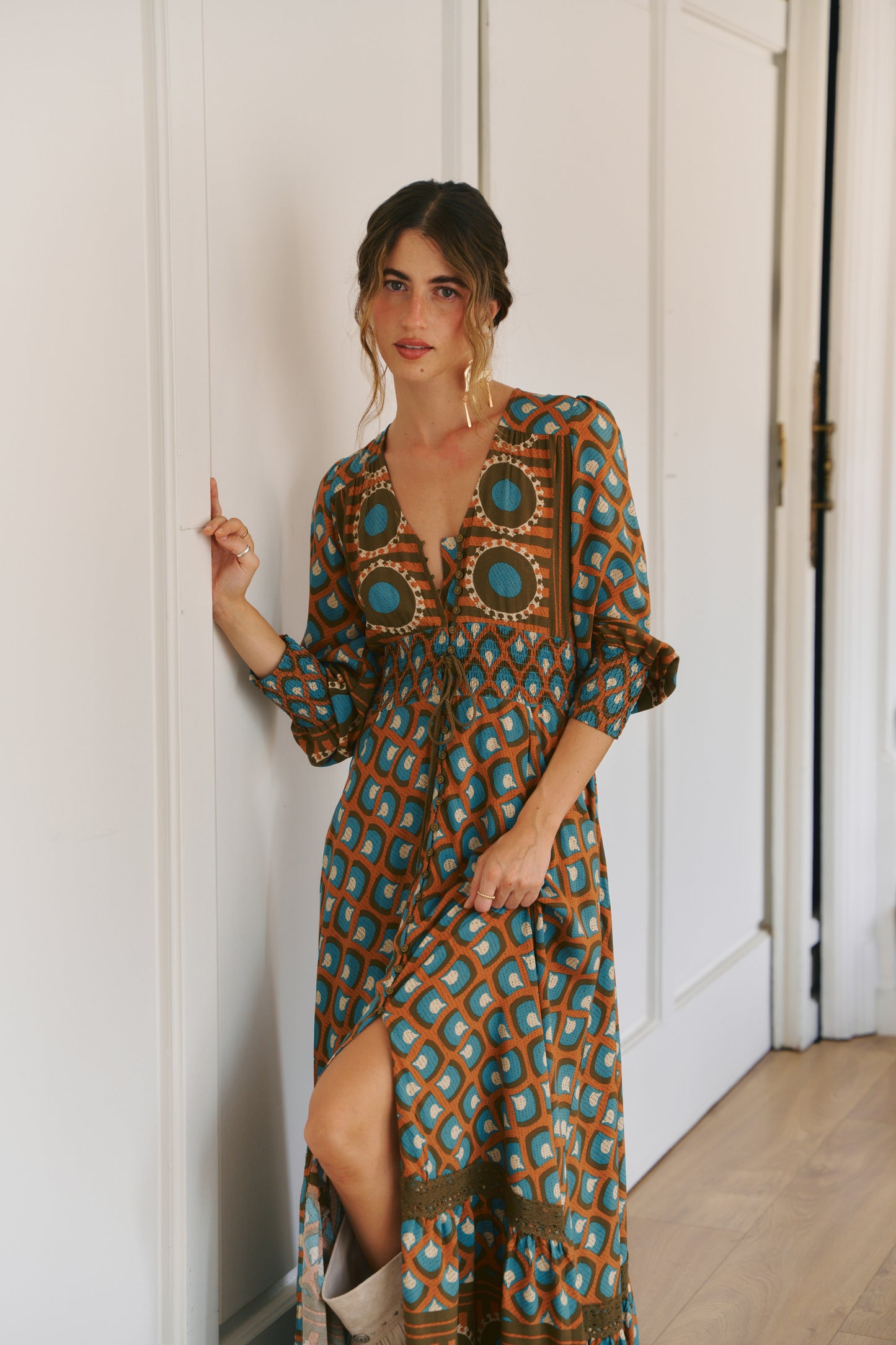 BIANCA PRINT SABRINA MAXI DRESS