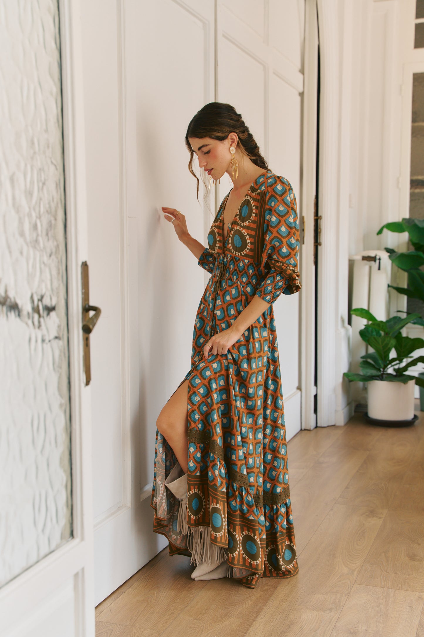 BIANCA PRINT SABRINA MAXI DRESS