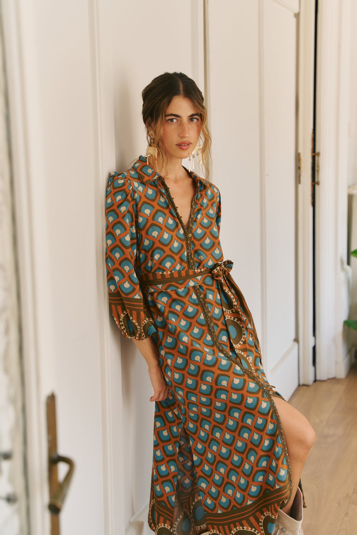 BIANCA PRINT WHITNEY MIDI DRESS
