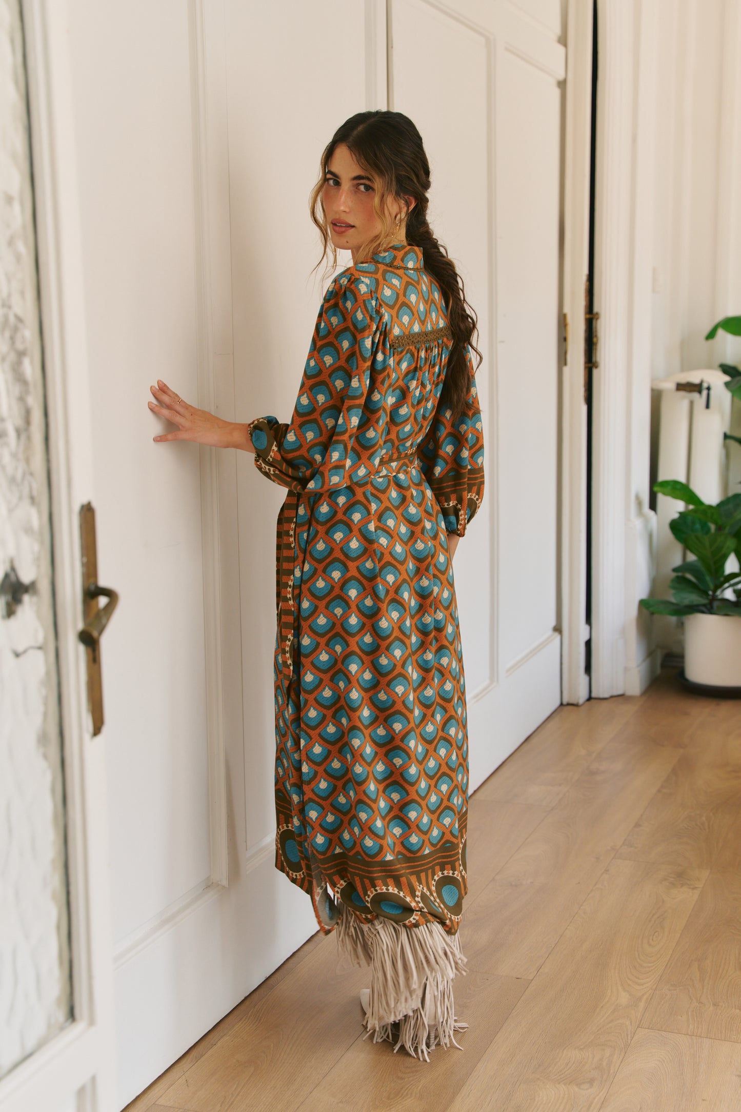 BIANCA PRINT WHITNEY MIDI DRESS