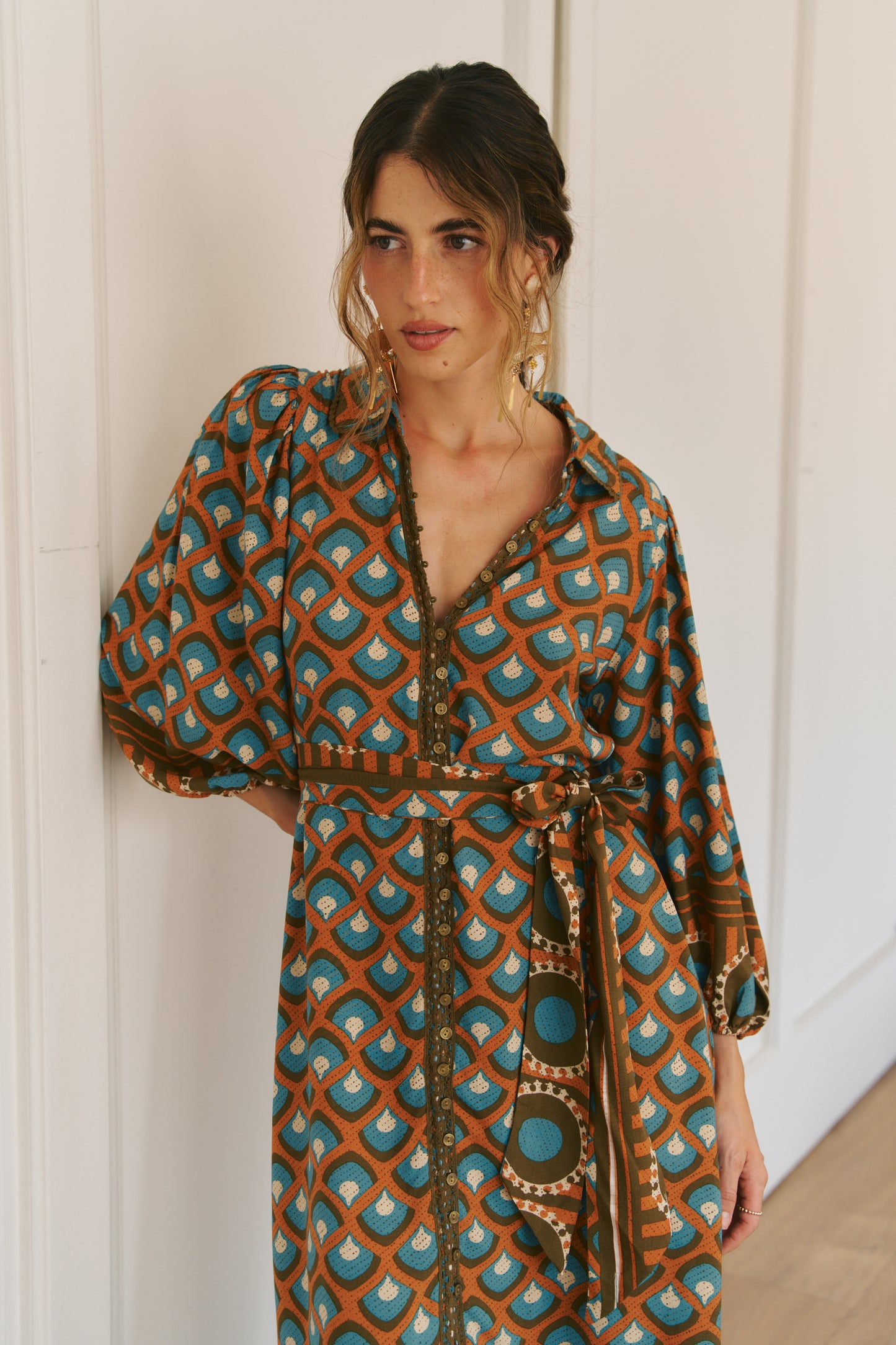 BIANCA PRINT WHITNEY MIDI DRESS