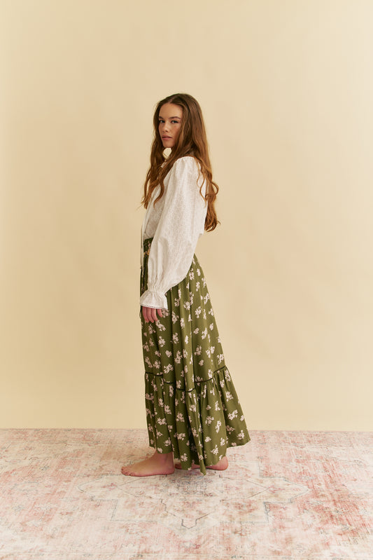 SAGE PRINT DAPHNE SKIRT