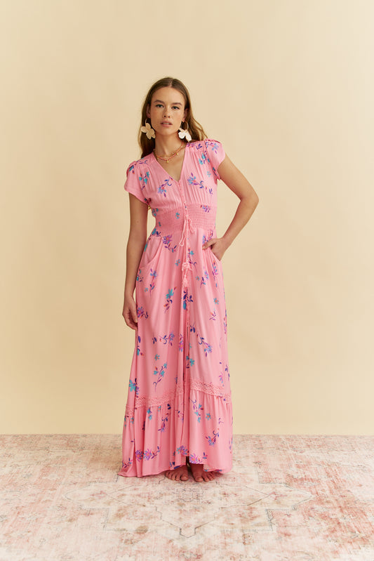 WILD BERRY PRINT ROMI MAXI DRESS