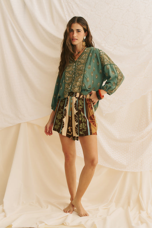 CACAO MIST PRINT FLORA SHORTS