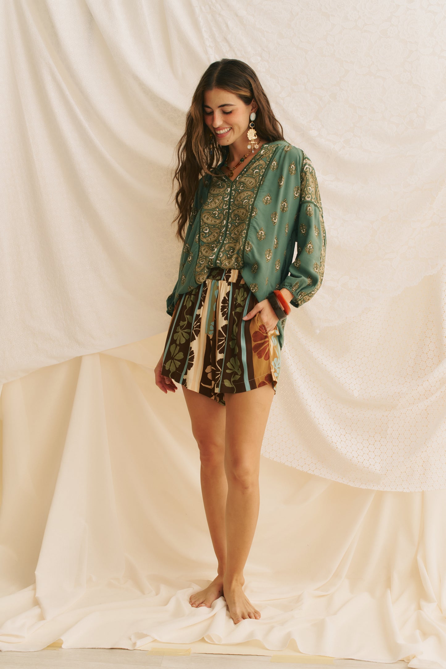 CACAO MIST PRINT FLORA SHORTS