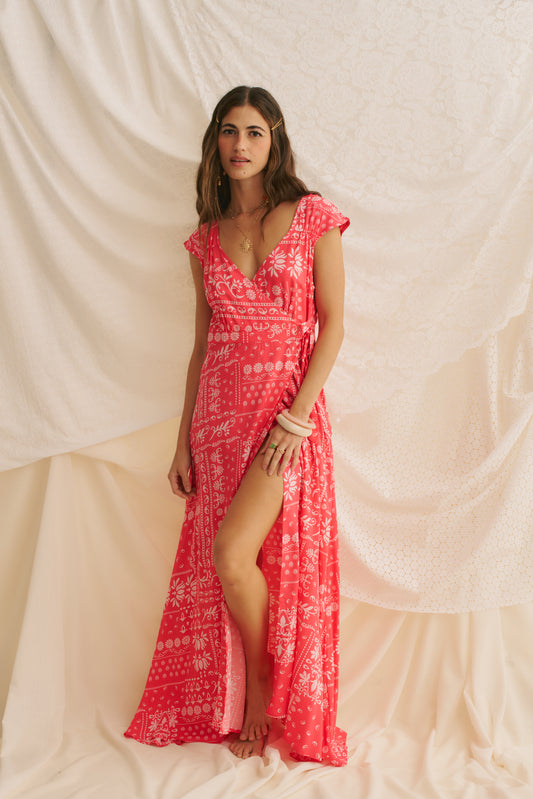 HIBISCA PRINT REMY MAXI DRESS