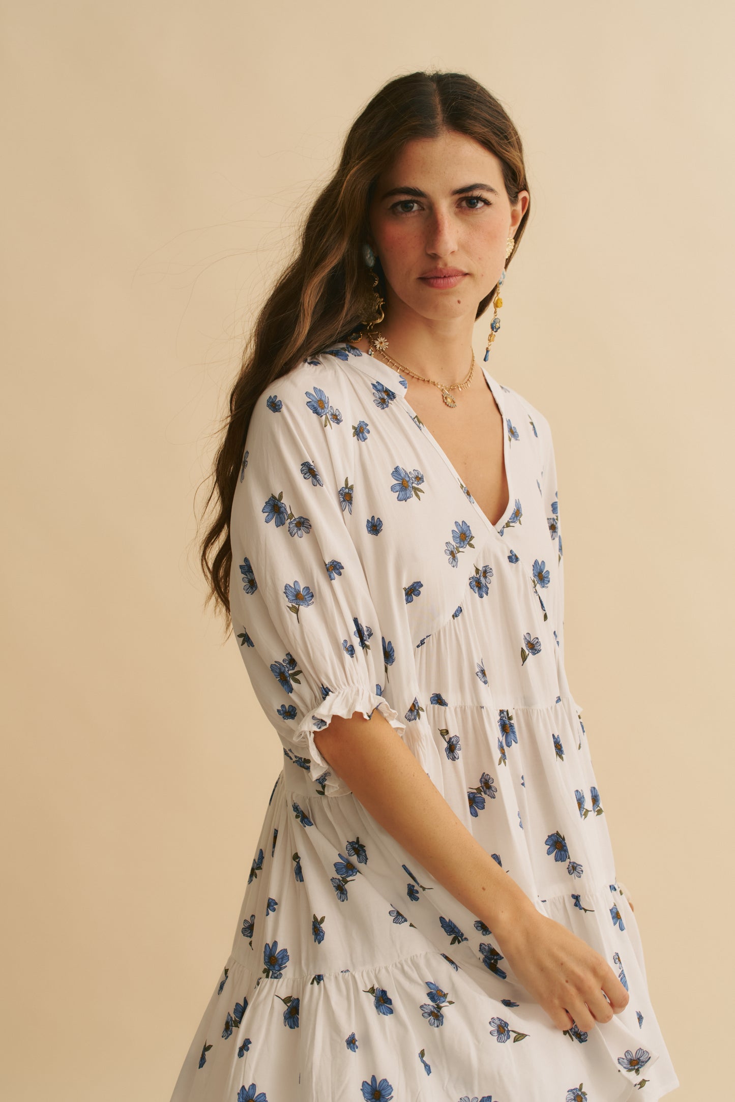 JUNEBERRY PRINT PETAL MINI DRESS