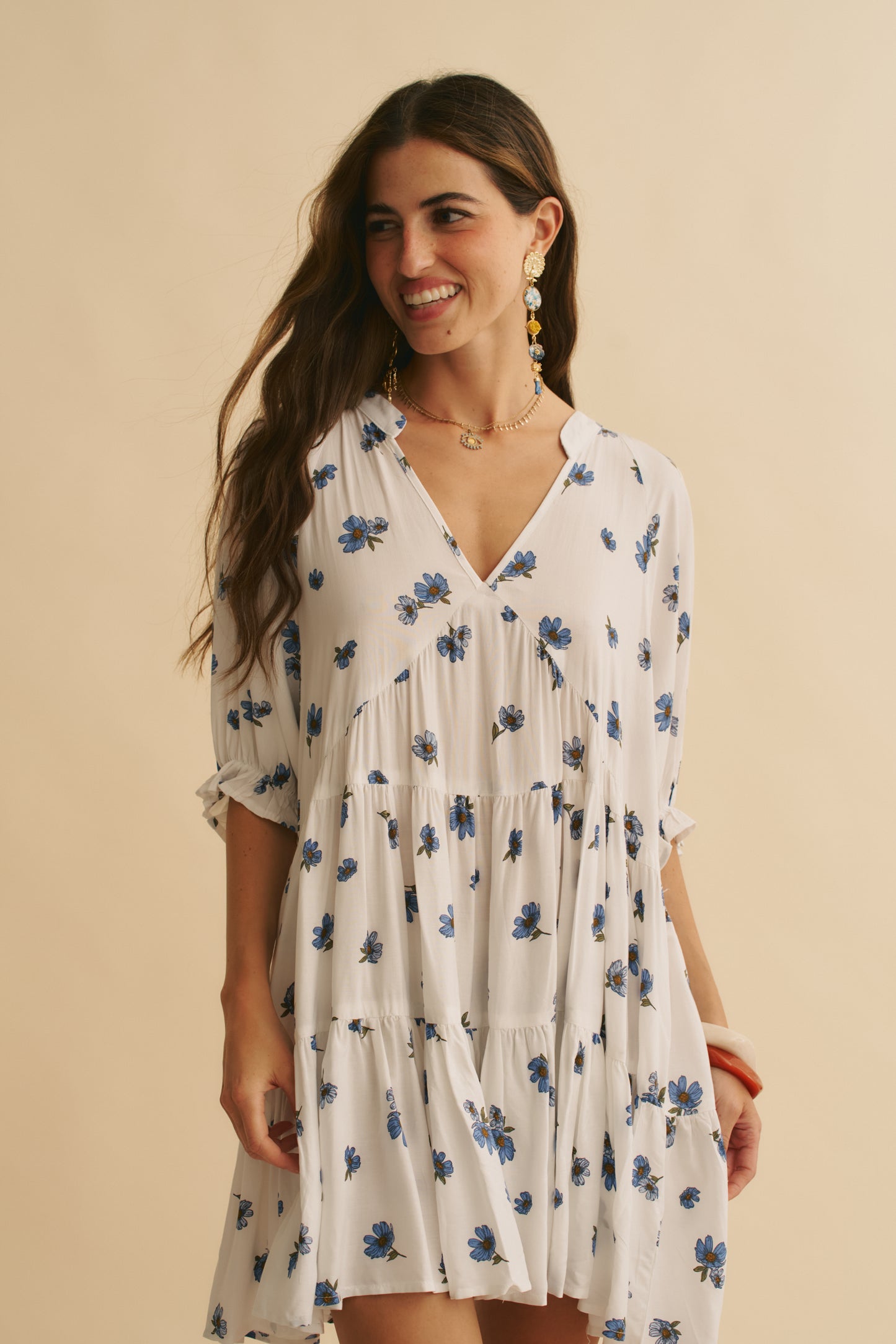 JUNEBERRY PRINT PETAL MINI DRESS