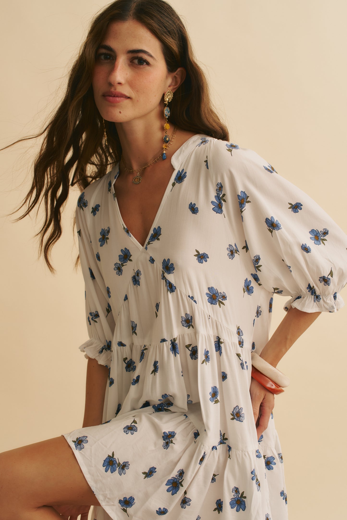 JUNEBERRY PRINT PETAL MINI DRESS