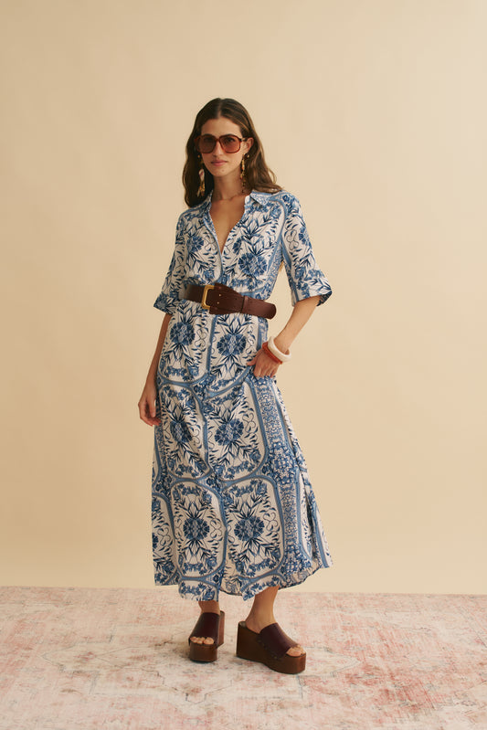 DENIM DREAMS PRINT MAXI SHIRT DRESS