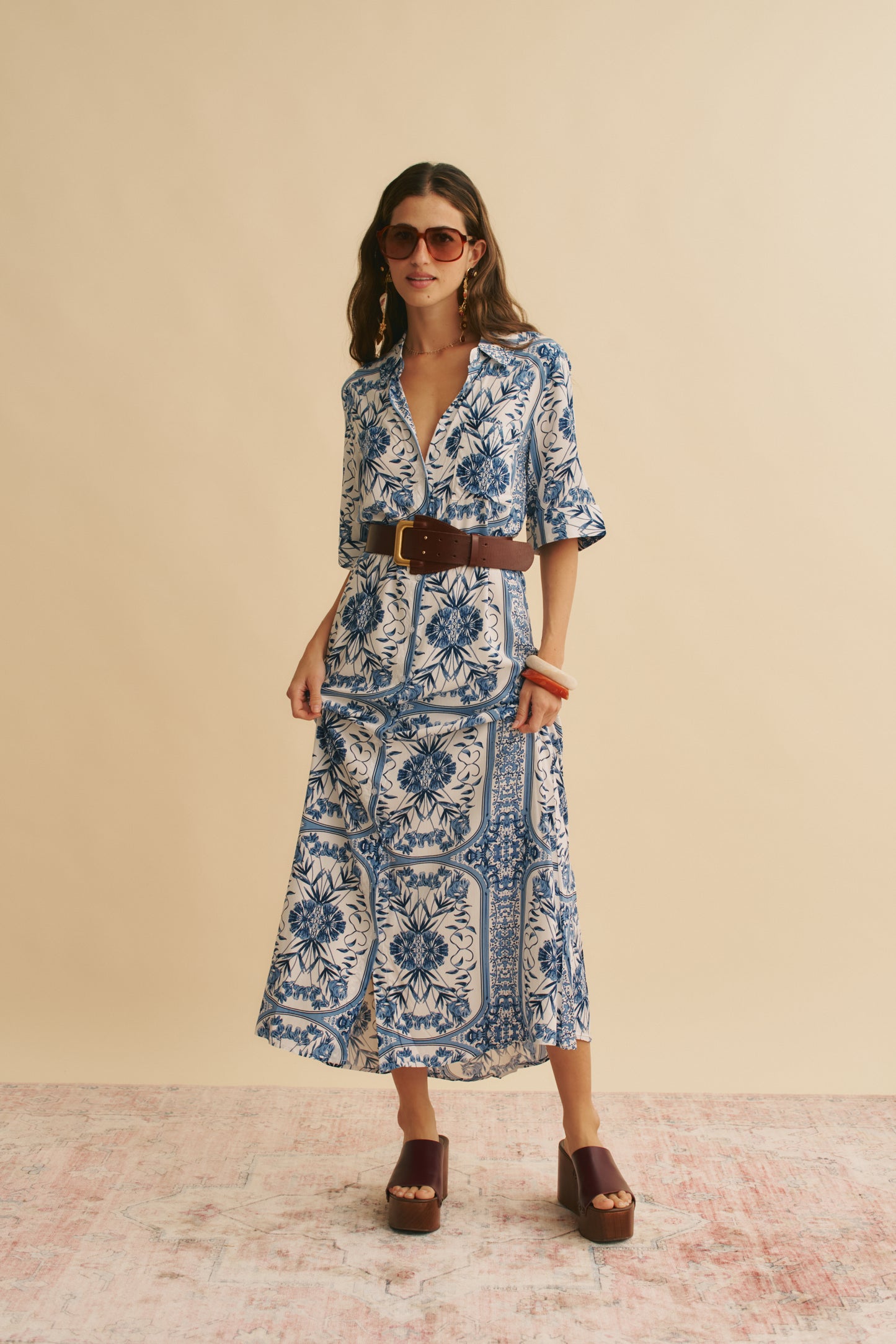 DENIM DREAMS PRINT MAXI SHIRT DRESS