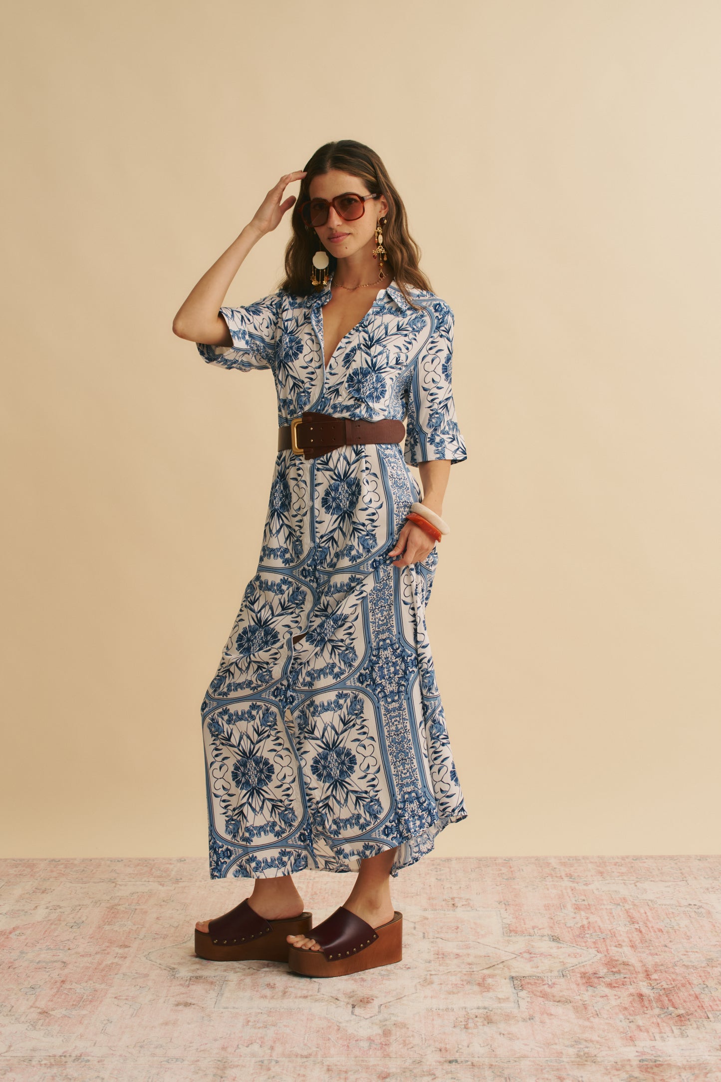 DENIM DREAMS PRINT MAXI SHIRT DRESS