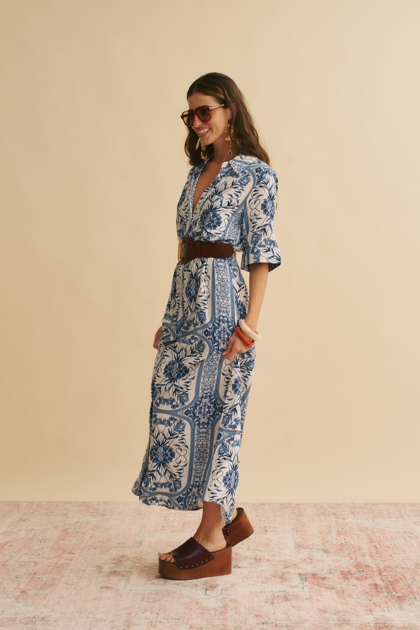 DENIM DREAMS PRINT MAXI SHIRT DRESS