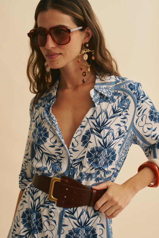 DENIM DREAMS PRINT MAXI SHIRT DRESS
