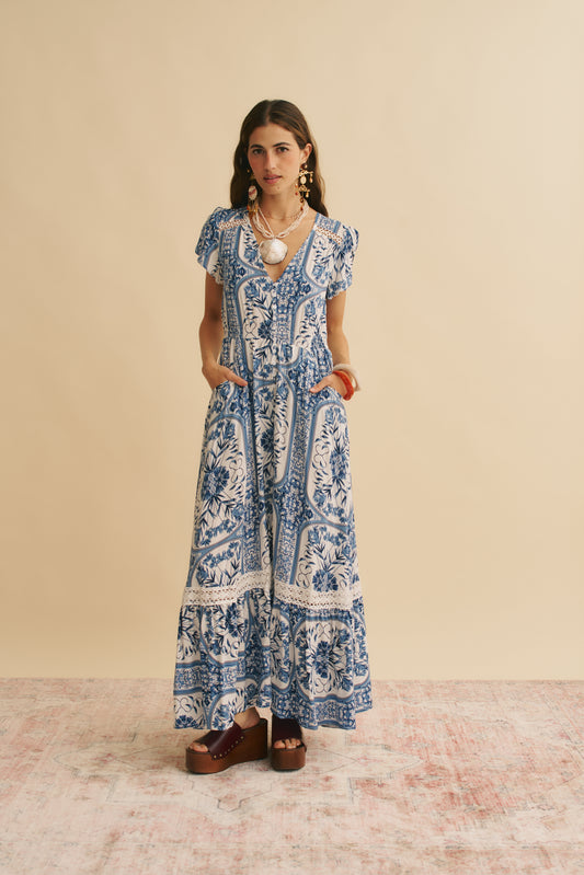 DENIM DREAMS CARMEN MAXI DRESS